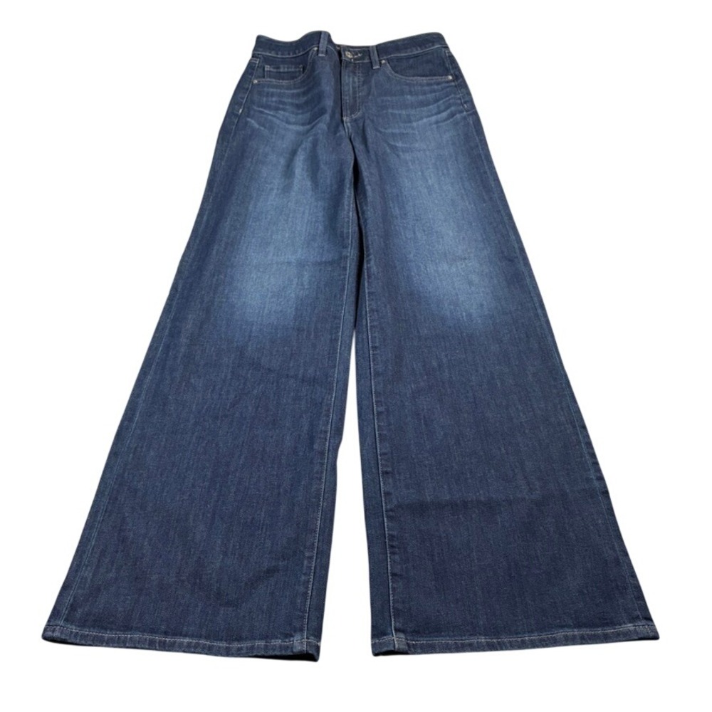 Chico's So Slimming High Rise Wide Leg Jeans Dark Blue Wash Denim Size US 6Reg